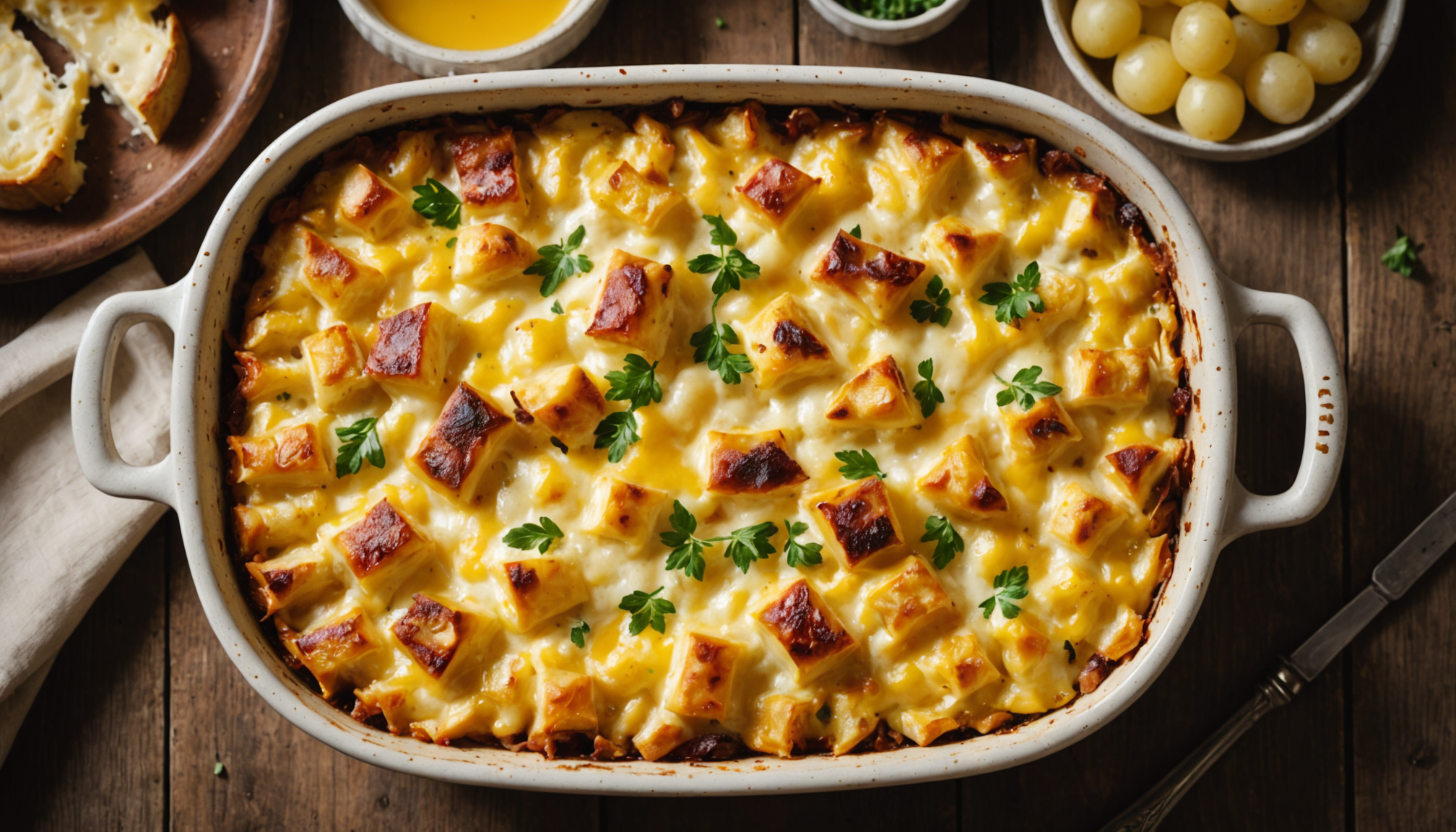 découvrez notre tartiflette revisitée à la cancoillotte, un gratin fondant, léger et ultra simple à préparer au four, parfait pour un repas savoureux et convivial.
