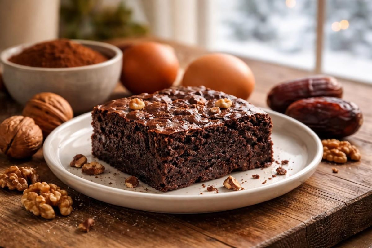 découvrez notre brownie healthy express au chocolat intense, sans farine et préparé avec seulement 4 ingrédients du placard. une recette simple et gourmande pour réchauffer vos journées d'hiver.
