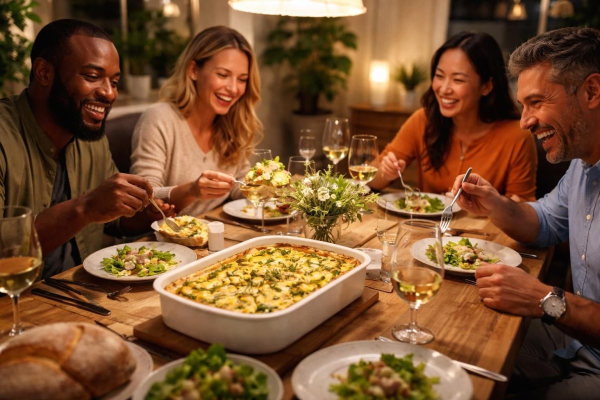 découvrez comment ma quiche poireaux-chèvre sans pâte a conquis tous les convives lors d'une soirée conviviale. une recette simple, savoureuse et légère à essayer absolument !