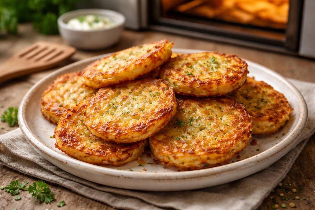 découvrez ma recette rapide et facile de galettes de pommes de terre dorées au four, légères et croustillantes, prêtes en 10 minutes, pour un délicieux accompagnement bien meilleur que des frites.