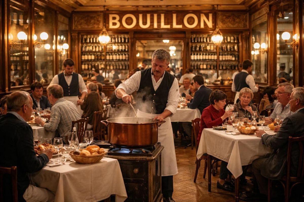 découvrez l'histoire authentique et le concept unique des restaurants « bouillon », emblèmes de la gastronomie française conviviale et accessible.