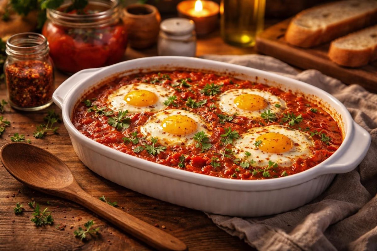 découvrez la recette simple et rapide des œufs à la tomate au four, idéale pour réchauffer vos soirées de mars avec des ingrédients du placard.