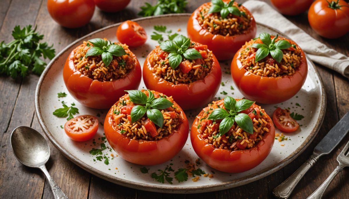 découvrez la recette traditionnelle des tomates farcies façon grand-mère, simple et savoureuse, garnies d'un riz gourmand pour un repas convivial et délicieux.